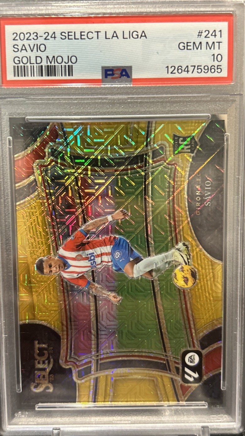 2023-24 Select La Liga #241 Savio Field Level Gold Mojo 03/10 PSA GEM MT. 10 view 2