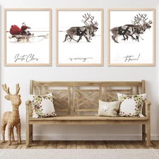 AnyDesign 3Pcs Christmas Wall Art Prints 11x14in Santa Claus 11 x 14in 