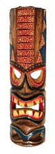 TIKI Mask Wooden Wall Plaque 50cm Hand Carved Painted SURFER/ MAORI STYLE new