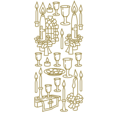 Religiöse Kerzen & Becher gold silber abziehbar Ostern Hochzeit Kommunionkarte