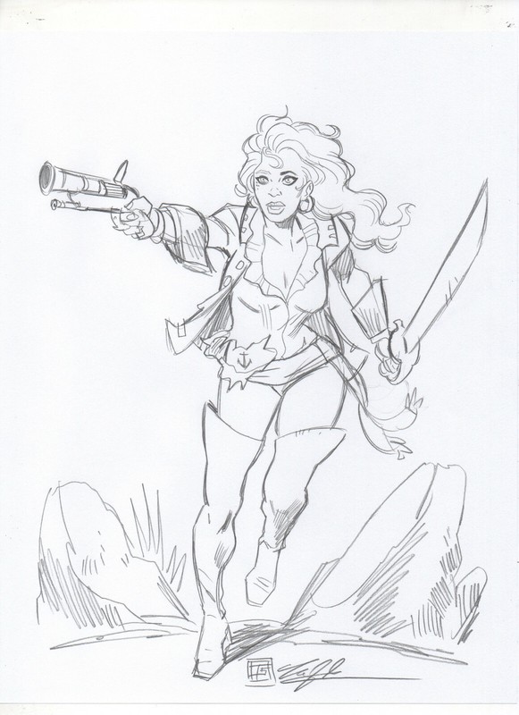 Bloody Jack Jacky Faber Pirate ORIGINAL PENCIL SKETCH by Tim Shinn