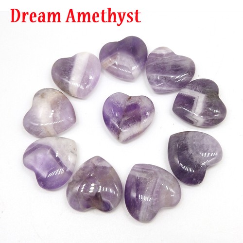 10PCS Natural Crystal Quartz Love Heart Carved Healing Gemstone 20x20mm - Picture 32 of 80