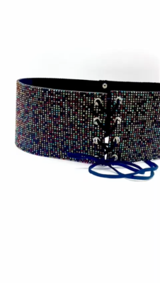 Women Wide Black Statement Corset Fashion Belt Rhinestones  display picture 3