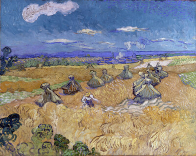 van Gogh - Wheat Fields with Reaper, Auvers Giclee Fine Art Print on Canvas 48''