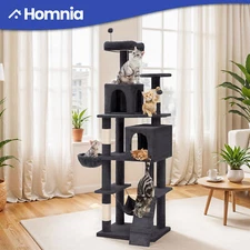 75 Inches Cat Tree Tower Condo Activity Center Kitty House for 20 lbs Dark Gray