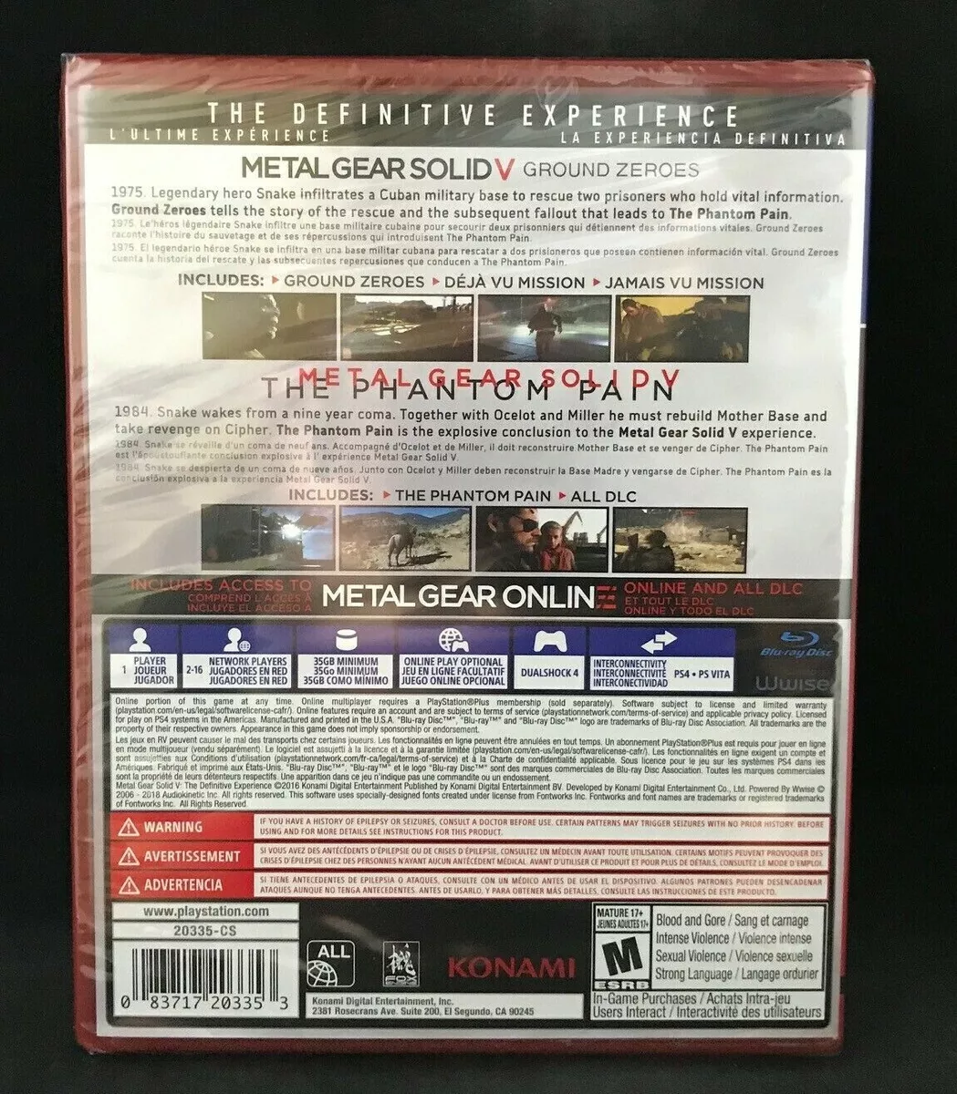  Metal Gear Solid V: The Definitive Experience (PS4) : Video  Games