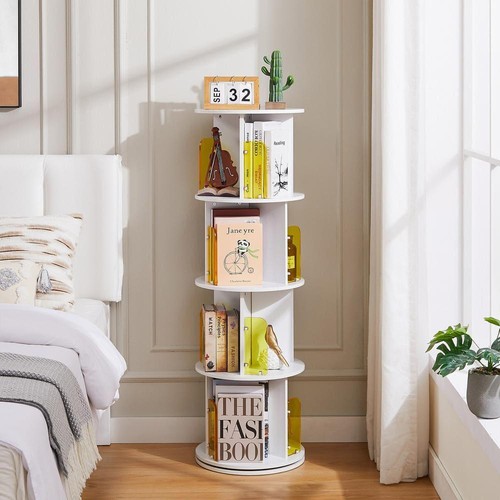 VECELO Unique Revolving Storage Rack for Spinning Small Bookcase for Kids 4-Tier - Picture 8 of 12
