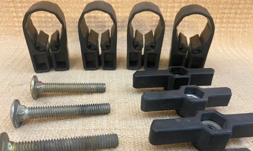 Set x 4 Yakima SNAR Round Square Bar Mount Wrap Around + 5/16" Bolts Wing Nuts - Picture 3 of 6