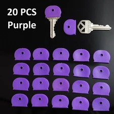20x Key ID Caps Rubber Identifier Top Cover Topper Ring Hat Shape - Purple Color