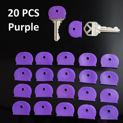 20x Key ID Caps Rubber Identifier Top Cover Topper Ring Hat Shape - Purple Color