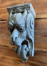 APPLIQUE GIARDINO IN PIETRA GARGOYLE LINGUA DETTAGLIATA MENSOLA CANDELA PARETE ORNAMENTO DA APPENDERE
