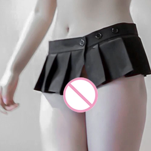 Women Schoolgirl Mini Skirt Role Play Costume Mini Pleated Micro Skirts Clubwea*