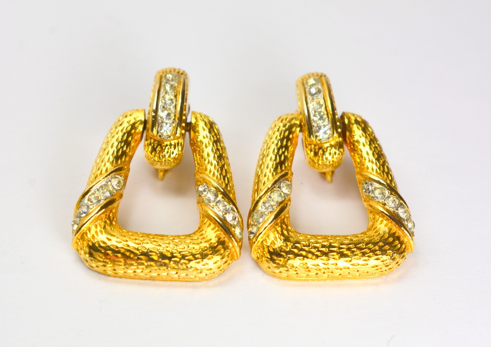 Statement Doorknocker Earrings Drop Dangle Gold P… - image 1