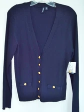  WOMANS  NAUTICAL NAVY   CARDIGAN SWEATER NEW! 
