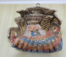 Vintage Molded Carved Wax Wall Hanging Germany Queen Throne Candles Hand Painted