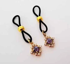 Rhinestone Non-Pierced Nipple Noose Fake Nipple Rings BDSM Lingerie Jewelry