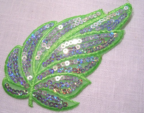 ÉCUSSON PATCH thermocollant SEQUIN FEUILLE PAILLETTE * 8 x 15 cm * PATINAGE FÊTE - Picture 10 of 13