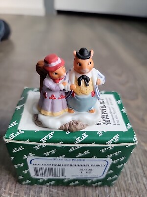 Fitz and Floyd Holiday Hamlet Squirrel Family Enchanted Forest Collection - Box
