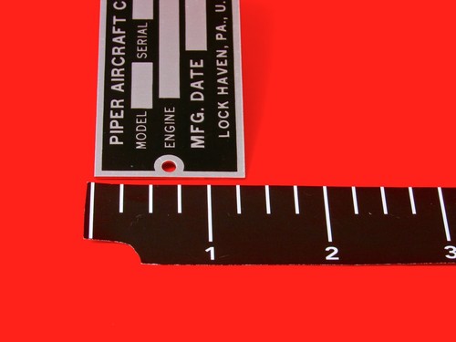 PIPER Aircraft Company - DATA Tag OEM FACTORY Airplane Placard - NEW Old Stock - Bild 6 von 6
