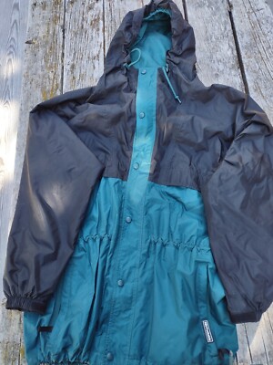 Helly Hansen Green Black Hooded Packable Windbreaker Jacket Large Vented Zip 