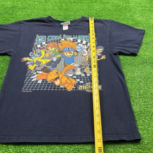 Vintage 1999 DIGIMON Shirt TOO COOL FOR WORDS YOUTH Size Large Rare Blue - Picture 10 of 10