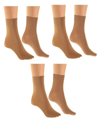 6 PAIR Women’s Ankle Highs 40 Denier Microfiber Opaque Socks Soft Band Hosiery