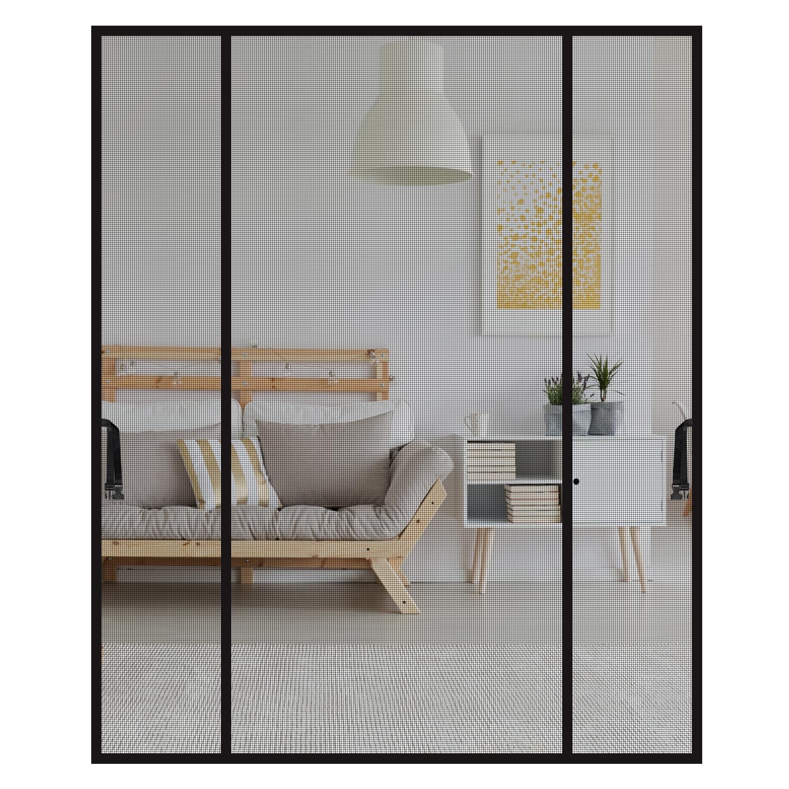 Moustiquaire magnétique 190x222cm en maille de polyester noir avec double ouverture latérale