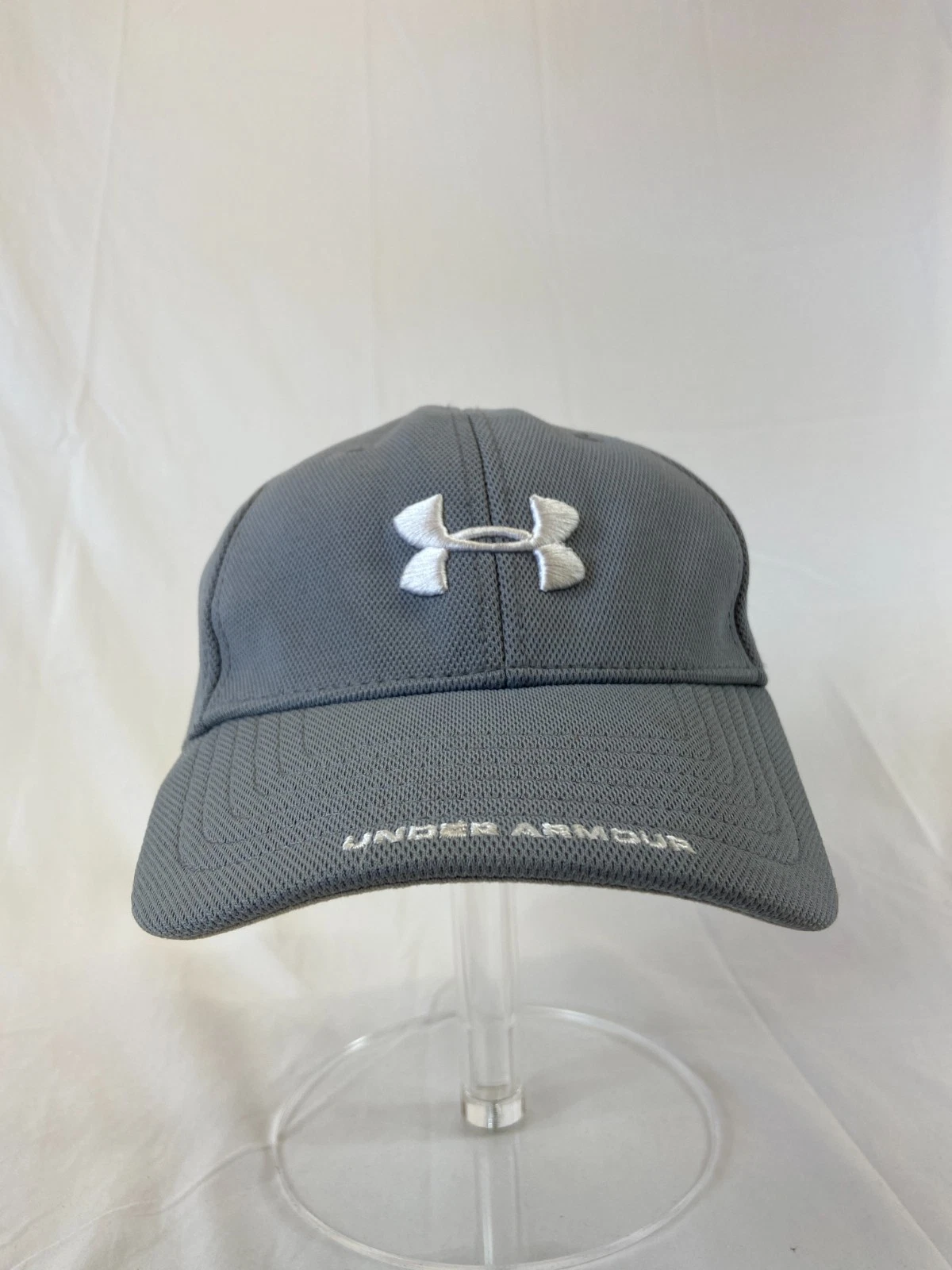 Under Armour Baseball Cap Gray Fitted Hat Large Embroidered Outdoor Casual