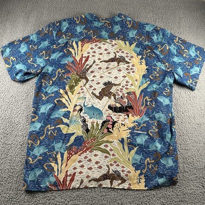 Reyn Spooner Shirt Mens 3XL Blue Rayon Deep Sea Fishing Dietrich Varez Loop