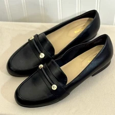 Liz Claiborne LC Trish Women's Loafers Size 7 M Black Gold Bit Memory Foam Work