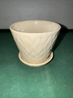 Vintage McCoy? Pottery Diamond Pattern Ivory Flower Pot w/ Saucer 3.5” 327 3 USA