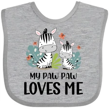 Inktastic Zebra My Paw Paw Loves Me Baby Bib Grandpa Grandchild Granddaughter