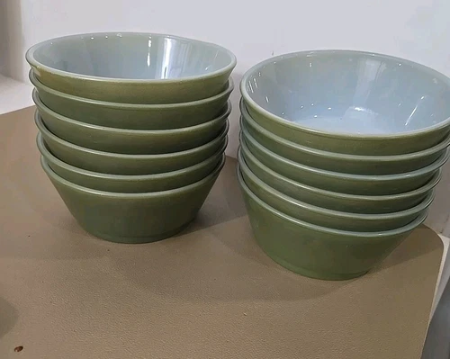 VTG Anchor Hocking Fire King Avocado Green Cereal Chili Bowls 5" Set Of 12