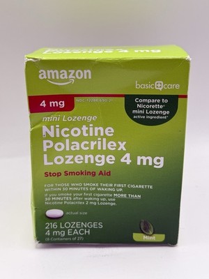 Amazon Basic Care Nicotine Polacrilex Mini Lozenges 4 mg Mint 216 Count EXP 7/27