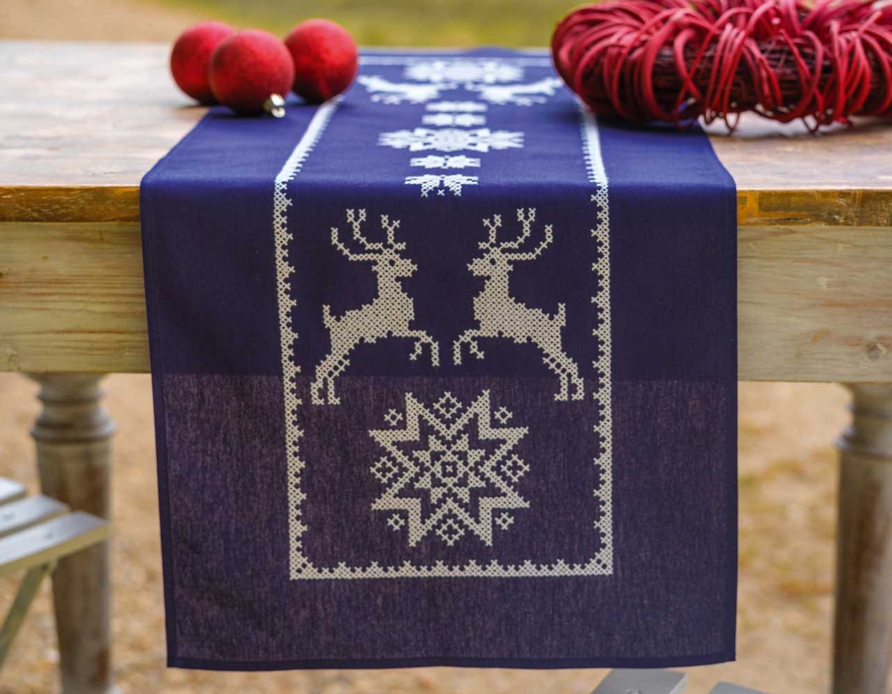Vervaco stamped cross stitch kit tablechloth ""Scandinavia"", 35x95cm