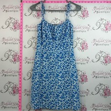 Sinsay dress flowers Blue Floral Slip Mini Dress with Tie Straps milkmaid
