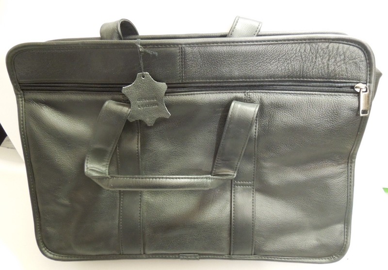 Vintage Genuine Leather Briefcase Business Bag Laptop Case with Handles & Zipper