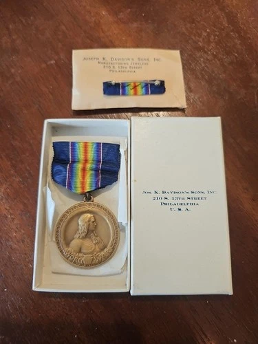 WW1 WWI US Army Military Pennsylvania National Guard Service Medal w/ Case & Pin