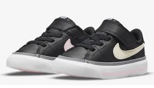 Nike Court Legacy Shoes Size 3C Baby Toddler Black Pink/Cream Low Top DA5382-115