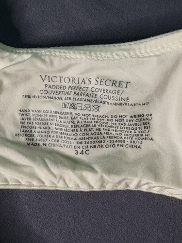 Victoria's Secret Lined Padded Perfect Coverage Bra 34C Ivory - Picture 3 of 4