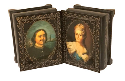 1994 Lot 2 Genuine FEDOSKINO Papier-mâché Russia LACQUER BOXES Peter Catherine