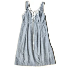 Dolan Grey Linen Cotton Dress L Classy Minimalist Pockets Summer Chic. Empire W