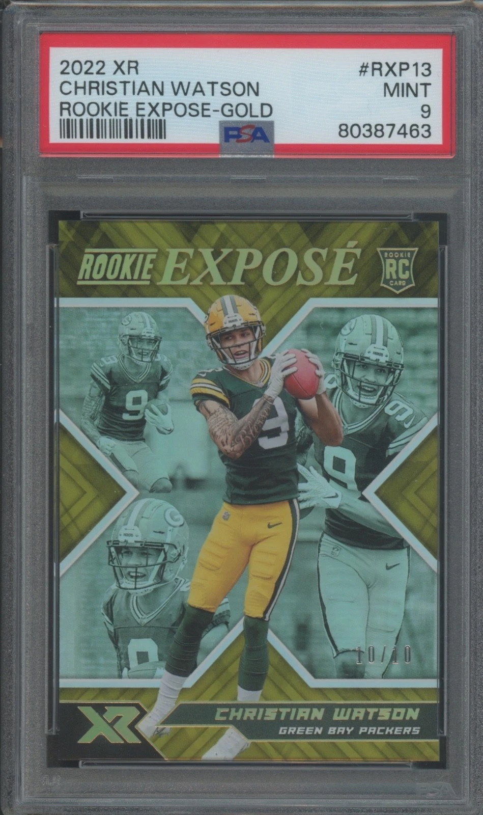 Christian Watson Panini XR Rookie Expose #RXP13 Gold