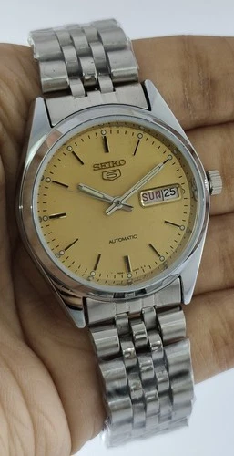 Vintage Seiko 5 Automatic 17Jew Gold Dial 6309 D/D Men Wristwatch "Stay Stylish"