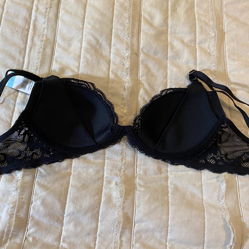 Natori Maternity Nursing Bra 32C Black Feathers Lace Underwire Plunge 730023M - Image 3 of 4