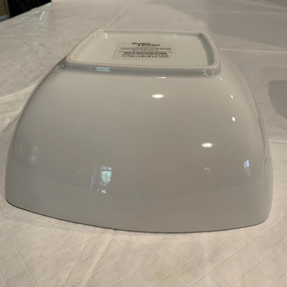 Juego de 2 cuencos de porcelana blancos Better Homes and Gardens Square Chips and Dip Foto 4 de 4