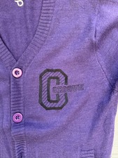 Orisue Cardigan Maglione Uomo Grande Viola Nero Bordo Scollo a V Maglia Casual