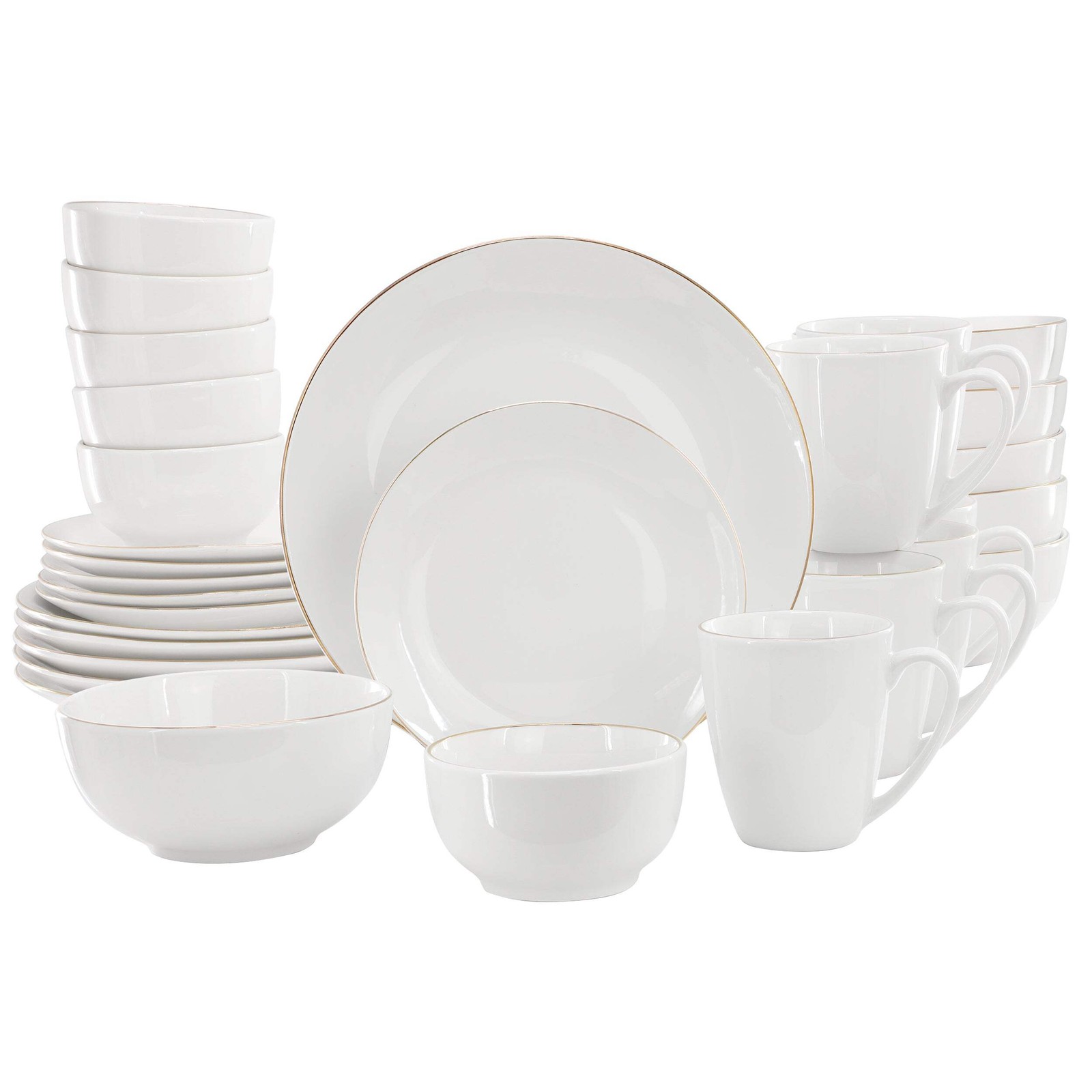 Gibson Home Ogalla 30 Piece Gold Banded Fine Ceramic Dinnerw