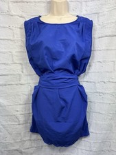 VILA Light Shift Dress Size M 12 Blue Tie Back Belt Pockets Cargo Tunic Summer