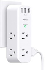 Surge Protector Outlet Extender 6 AC 3 USB-C Rotating Power Strip Wall Charger